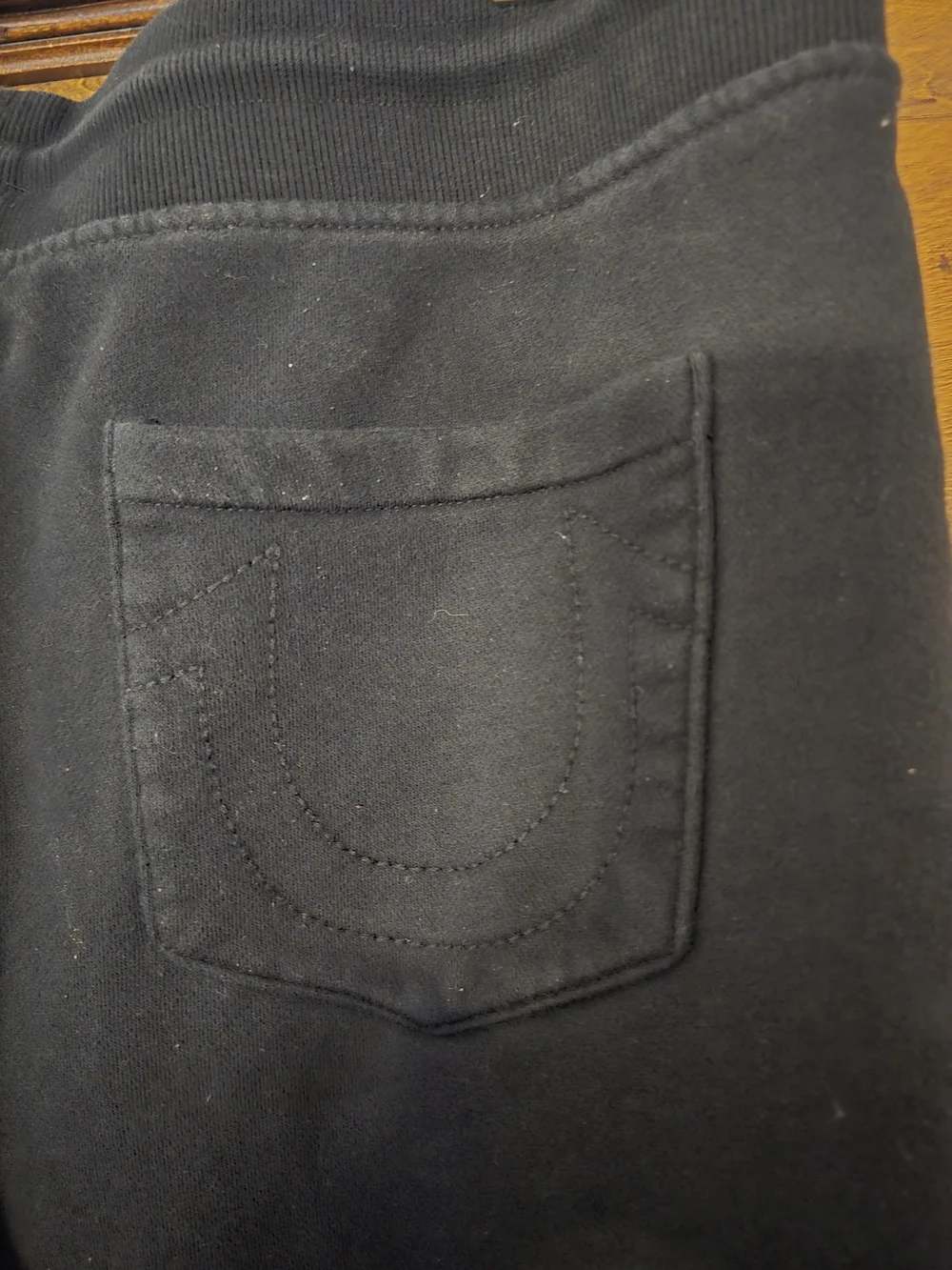 O True Religion Men's Black Sweatpants with Red Accent Large